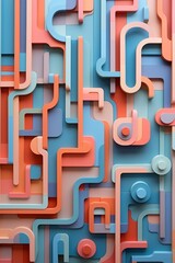 Wall Mural - an array of interconnected geometric shapes composing an abstract 3d wall design, showcasing a symph