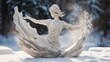 © sergio - A statue of a woman in the snow. Generative AI.