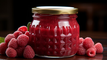 Wall Mural - jar of raspberry jam HD 8K wallpaper Stock Photographic Image 