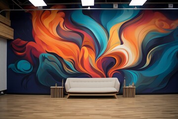 Wall Mural - Bold strokes and fluid curves merging into an abstract masterpiece on the wall.