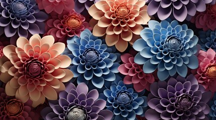 Wall Mural - captivating close-up of 3d hypnotic pattern flowers, their intricate details forming an endless laby