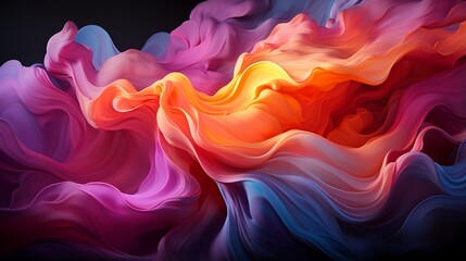 Wall Mural - cascading waves of abstract neural impulses in vivid, neon hues.