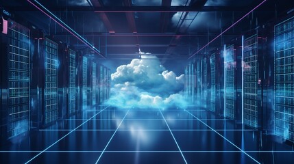 Wall Mural - data center network technology light