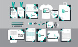 Fototapeta Młodzieżowe - Brand Identity Mock-Up of the stationery set.Business office stationary mockup template of File folder,   corporate mug, T-shirt, CD Disk, and cover.