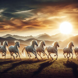 Fototapeta  - 7 running horses