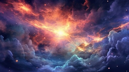 Wall Mural - nebula odyssey, digital art illustration, generative ai