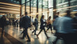 © santima - Business people fast movement in office background, Generative AI