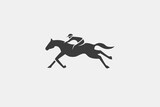 Fototapeta  - Illustration vector graphic of race horse , horse rider silhouette, fast run. Good for logo
