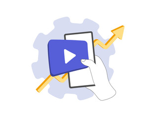 Wall Mural - video optimization with seo for search algorithms. increase in number of video subscribers and chann