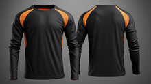 Mens T-shirt long raglan sleeves 3d rendering mockup in front of and back views