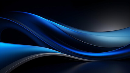 Wall Mural - Modern 3d wave curve blue black presentation