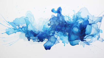 Wall Mural - amazing blue splash of paint watercolor on paper