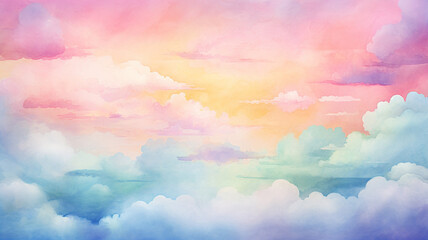 Wall Mural - Colorful watercolor background of abstract sunset