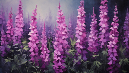 Wall Mural - purple floral pattern illustration drawn in oil painting