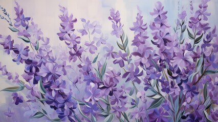 Wall Mural - purple floral pattern illustration drawn in oil painting