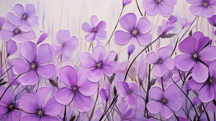 Wall Mural - purple floral pattern illustration drawn in oil painting