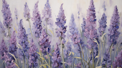 Wall Mural - purple floral pattern illustration drawn in oil painting