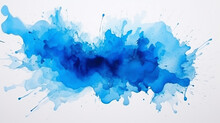 Vivid Blue Watercolor Or Ink Stain With Aquarelle Design