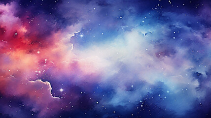 Beautiful watercolor colorful space galaxy