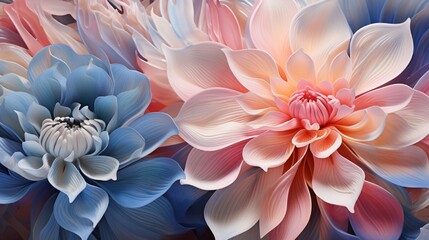 Wall Mural - transcendent 3d flower formations featuring ethereal, translucent petals swirling in intricate patte