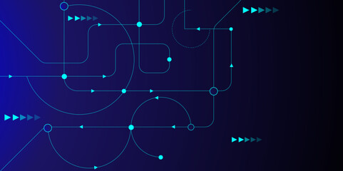 Abstract point and circle lines connection with hexagon shapes.  social networking. Big data visualization, communication technology background design.