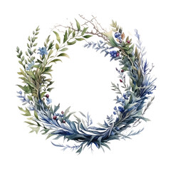 Wall Mural - watercolor wreath  flower illustration christmas decoration clipart