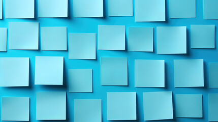 Wall Mural - top view collection of sticky notes with pencils. generative ai