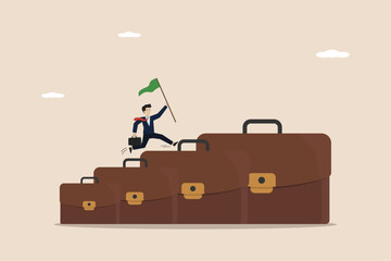 Wall Mural - career growth, job promotion or motivation to achieve success targets, ladder to success, profession