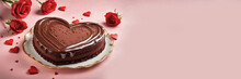 Heart-shaped Chocolate Cake For Valentine's Day.