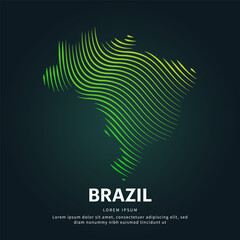 simple logo map of brazil Illustration in a linear style. Abstract line art brazil map Logotype concept icon. Vector logo Brazil map color silhouette on a dark background. EPS 10