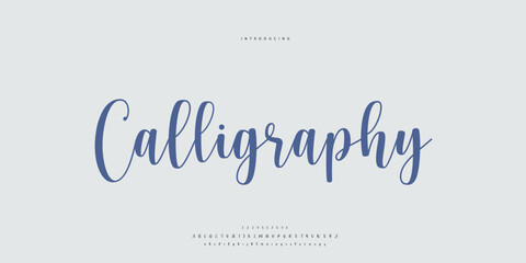 Wall Mural - Hand drawn elegant alphabet letters font and number. Classic Lettering Minimal Fashion Designs. Typography modern serif fonts regular decorative vintage concept. vector illustration