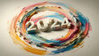 2024 Neujahrsbeginn gezeigt mit groben Farbstrichen