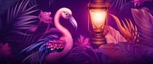 Purple Banner Glow With Lamp And Goose