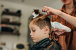 © Westend61 - Boy getting hair cut by mother at home
