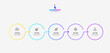 © abert84 - Horizontal progress diagram with five outline elements. Concept of 5 steps of business timeline. Creative infographic design template