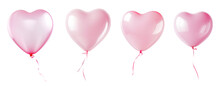 Pink balloon shaped like a heart set isolated on a transparent background, Generative AI