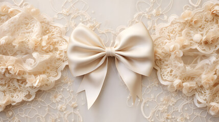 Wedding bow on lace background. generative ai.