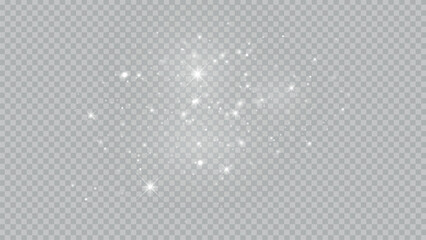 Wall Mural - Dust white. White sparks and golden stars shine with special light. Vector sparkles on a transparent background.	Stock royalty free vector illustration. PNG	