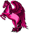 Pegasus Flying Horse Rearing Cartoon Vector Logo Mascot Design Illustration