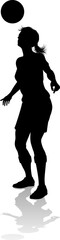 Wall Mural - A female soccer football player woman in silhouettes