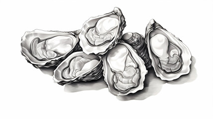 Wall Mural - Hand drawn cartoon oyster illustration
