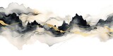 Fototapeta  - Abstract geometric drawing painting ink sketch golden brown mountains hills rocks on white background. Adventure explore