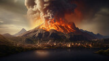 Fototapeta  - Imagination of Campi Flegrei caldera eruption