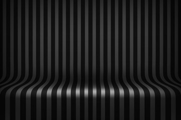 Poster - Empty studio with black stripes on floor and wall. 3d style vector illustration 