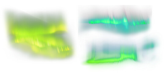 bright colorful aurora borealis set on transparent background