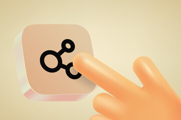Aufkleber - Hand pressing button with share sign. Sharing concept. 3d vector illustration