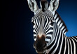 Zebra head portrait isolated on dark background. AI generated