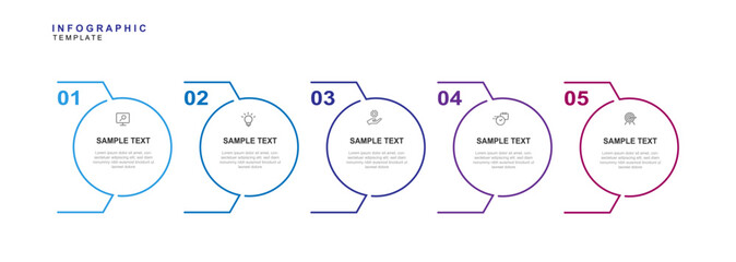Line template vector infographic element with 5 step process 