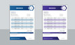 Professional blue and purple color geometric invoice template design