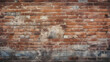 Old red brick wall background, wide panorama of masonry. generative ai.